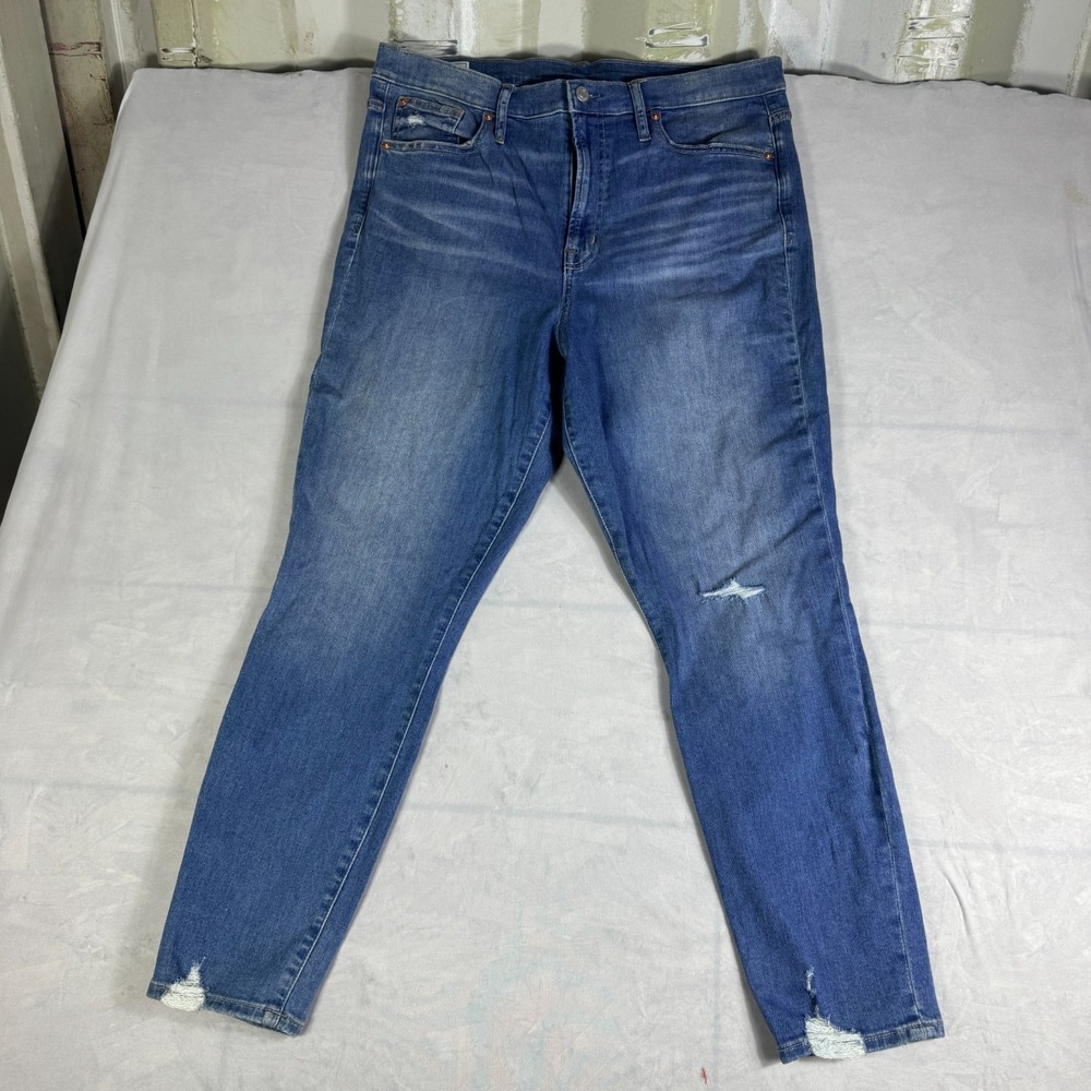 Gap Womens Ankle Jeans Blue Denim True Skinny Sky High Distressed Size 33/16R